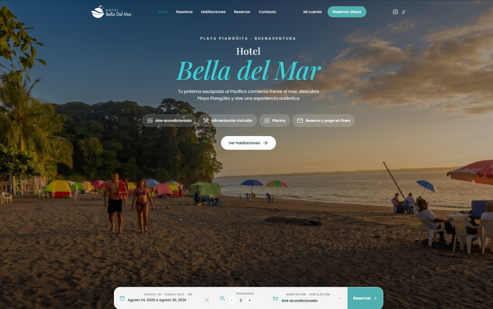 Captura o vista del proyecto Hotel Bella Del Mar — plataforma hotelera de reservas