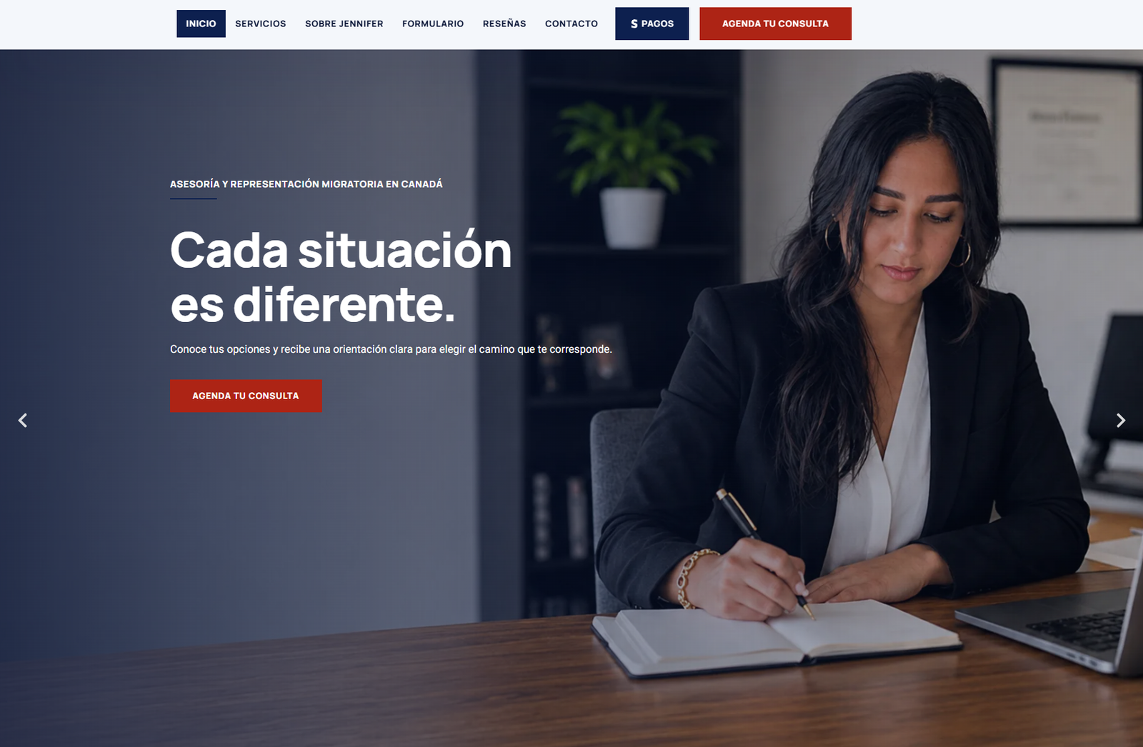 Captura o vista del proyecto Pompeo Immigration — presencia digital para Canadá